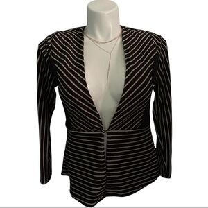 RobertLouis Black Tan Striped Suit‎ Jacket Petite M